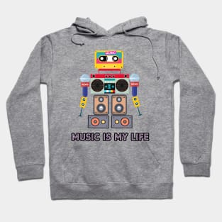 Music is my life,love music, robot Hoodie